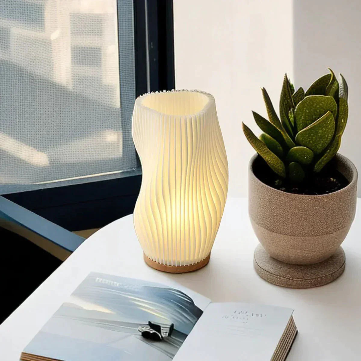 Lampe Wellenkamm | Lumière à motif ondulé, luminosité réglable, décoration moderne pour la maison