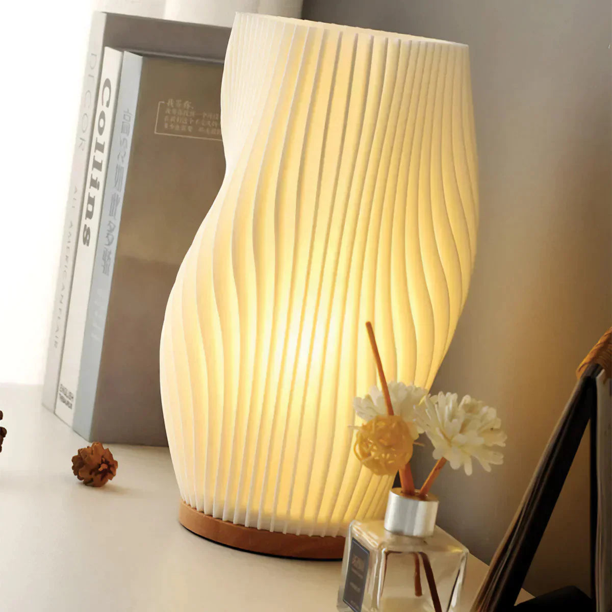 Lampe Wellenkamm | Lumière à motif ondulé, luminosité réglable, décoration moderne pour la maison