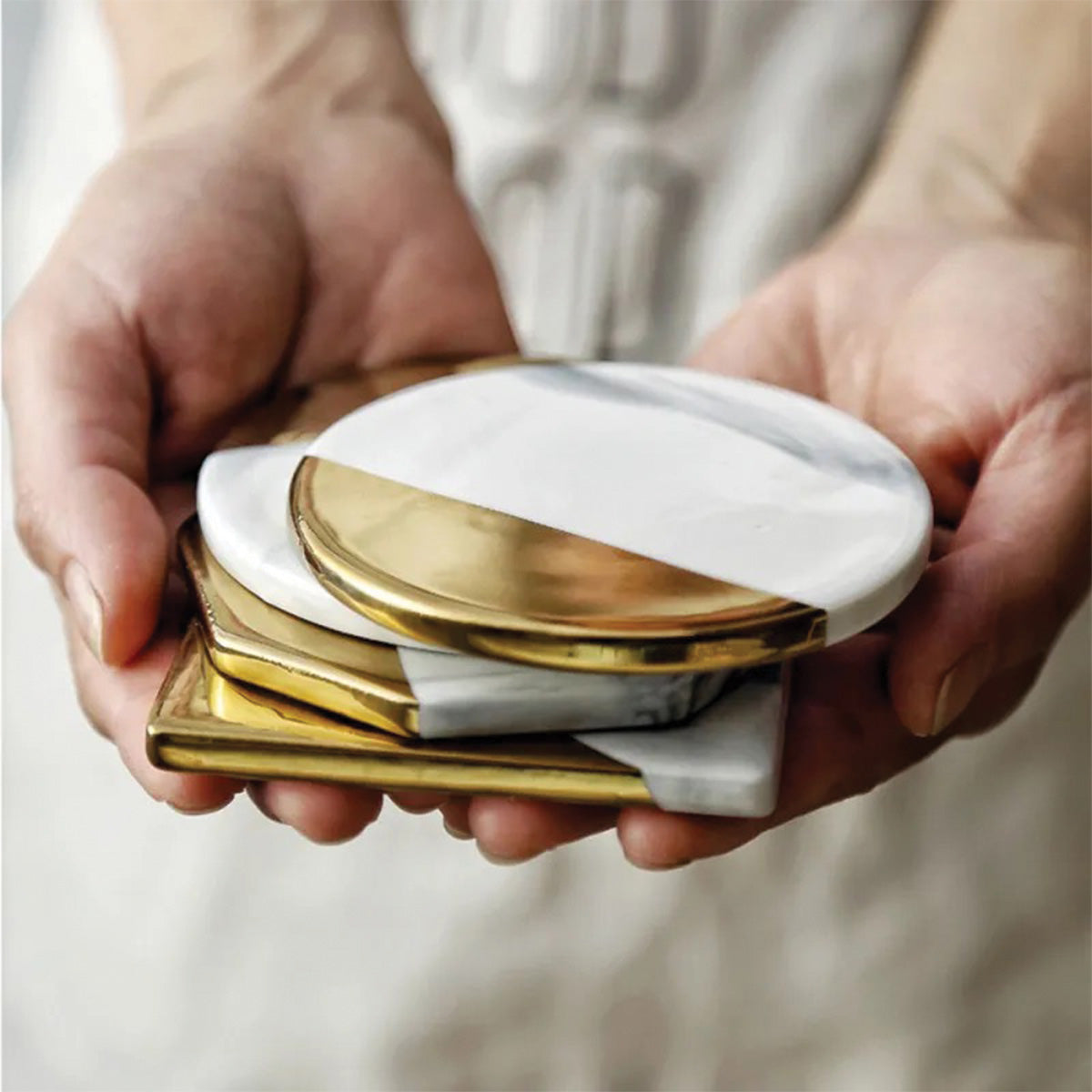 Set de sous-verres en marbre ivoire | Sous-verres élégants et durables