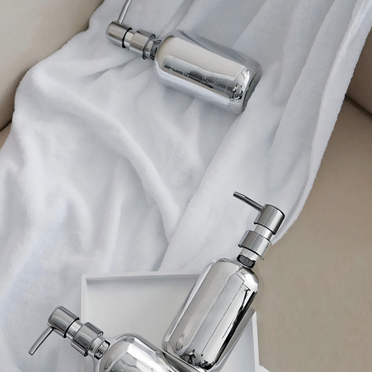 Ensemble de pompe à savon en chrome | Design moderne, accessoire de salle de bain élégant