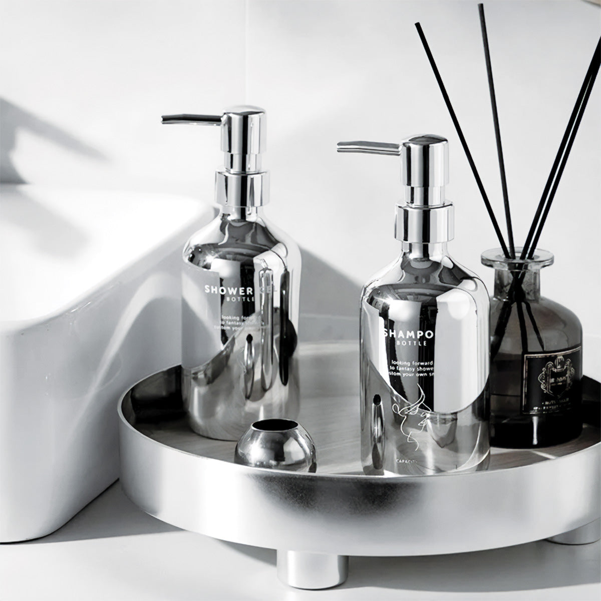 Ensemble de pompe à savon en chrome | Design moderne, accessoire de salle de bain élégant