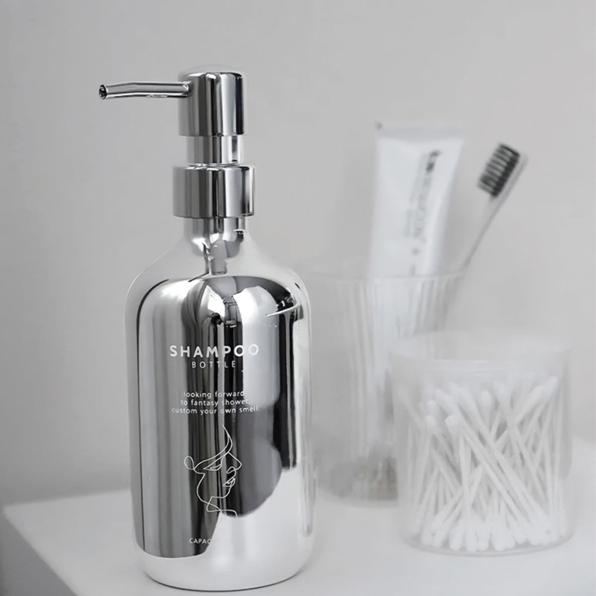 Ensemble de pompe à savon en chrome | Design moderne, accessoire de salle de bain élégant