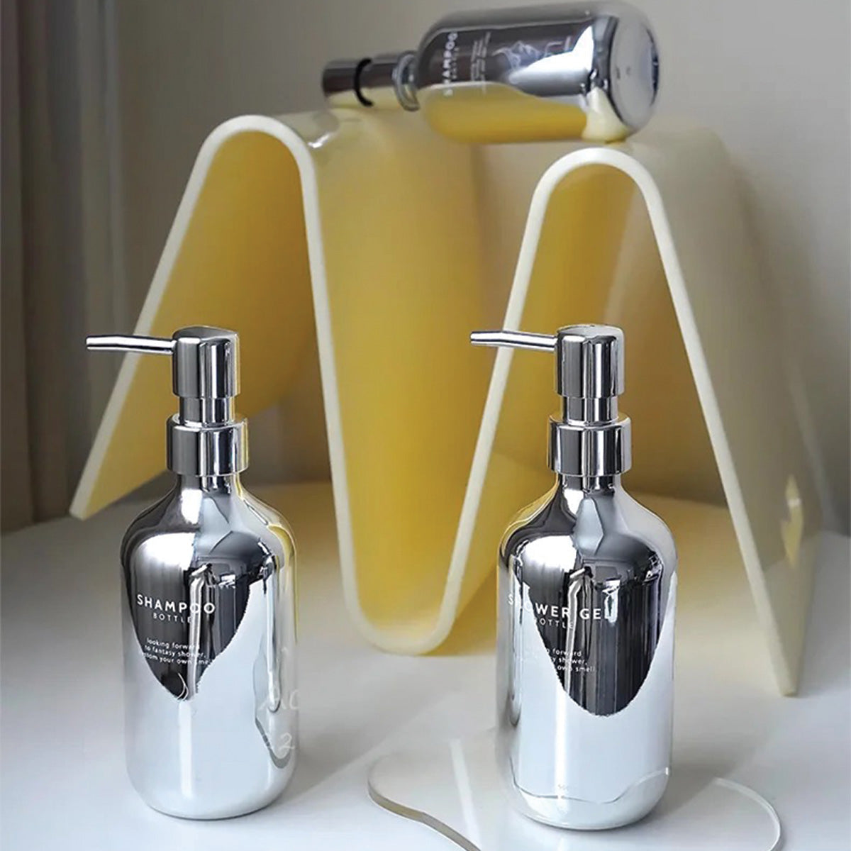 Ensemble de pompe à savon en chrome | Design moderne, accessoire de salle de bain élégant