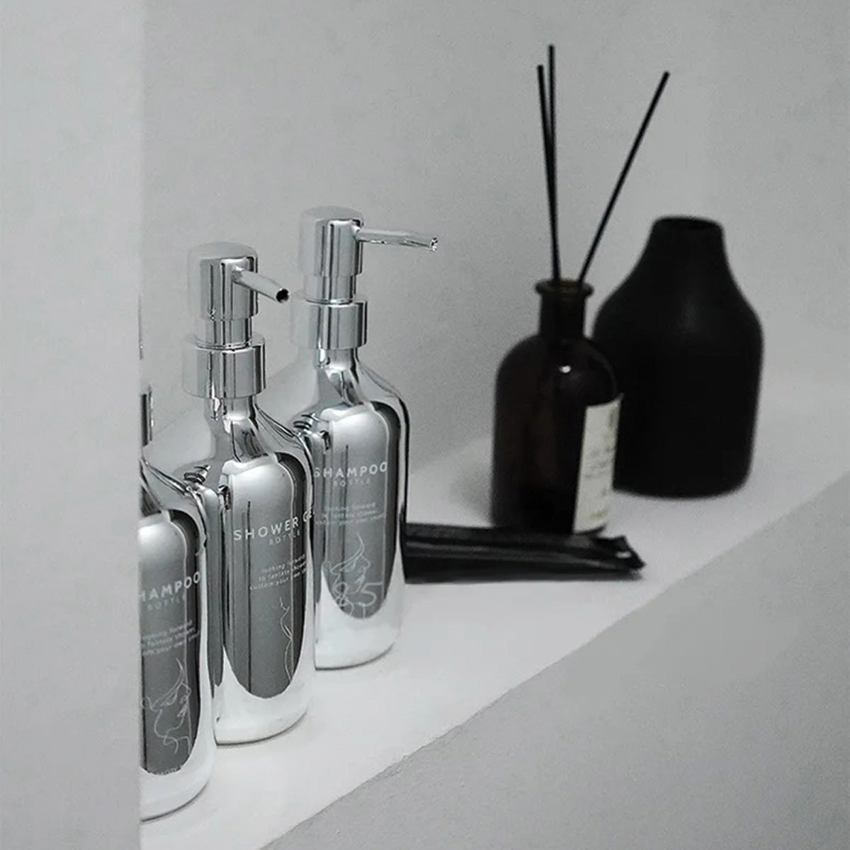 Ensemble de pompe à savon en chrome | Design moderne, accessoire de salle de bain élégant