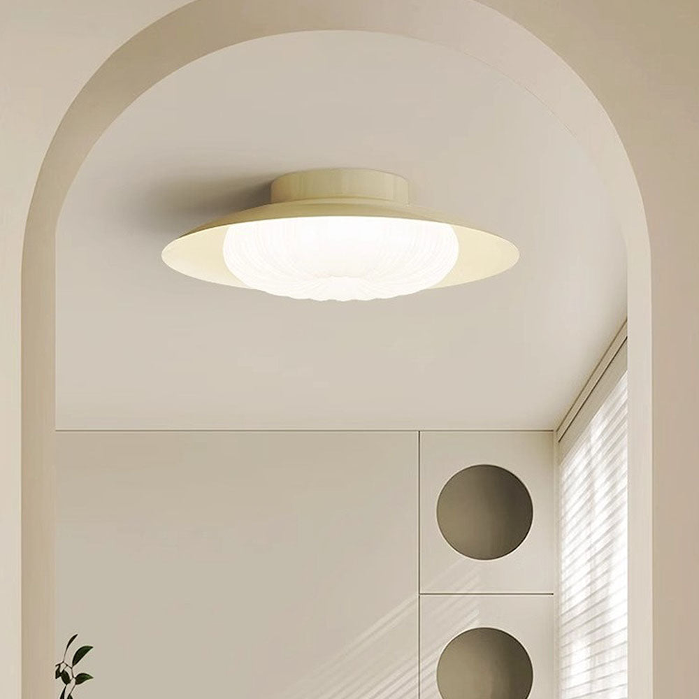 CremaLume - Plafonnier Moderne Crème | Design semi-encastré compatible LED