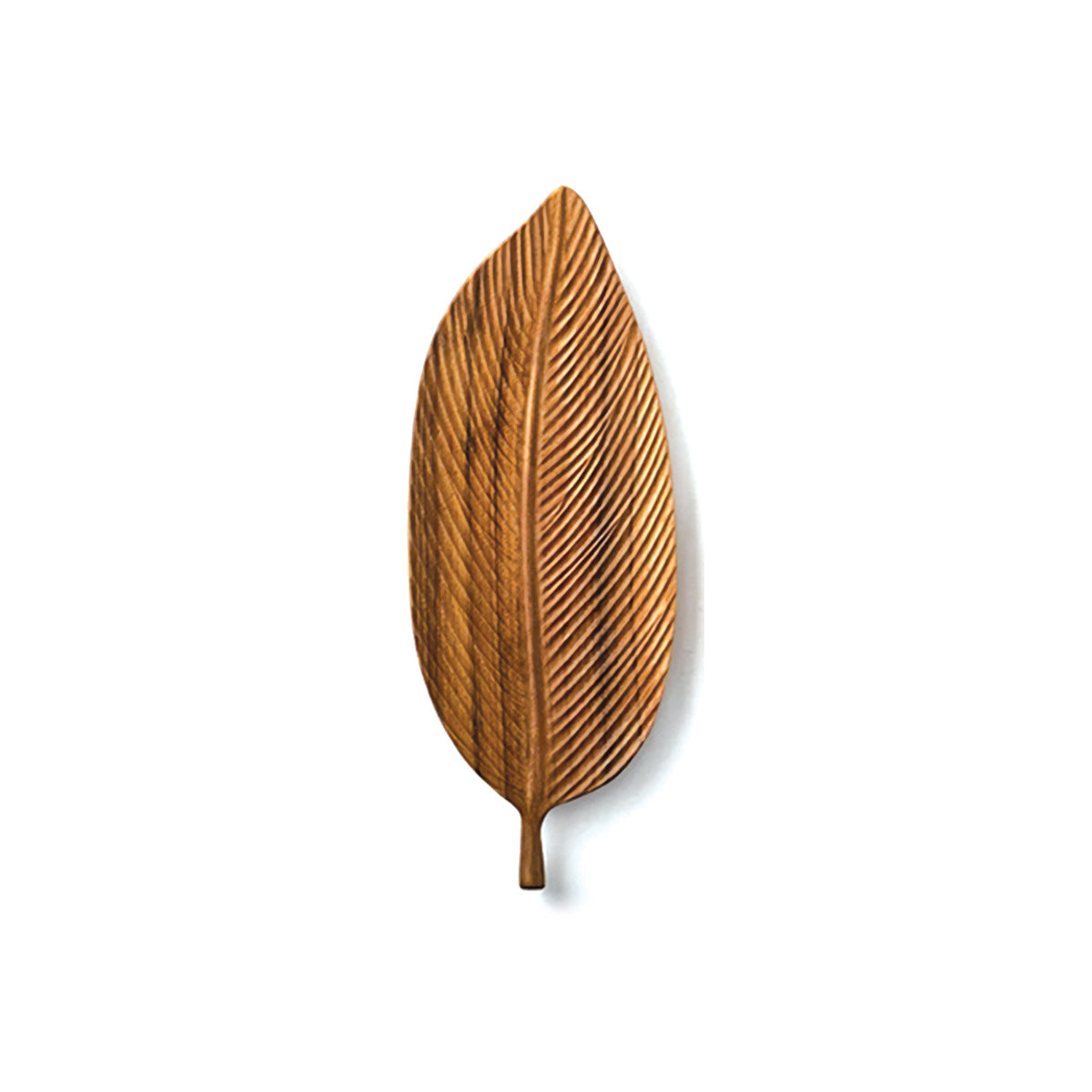 Plateau en Noyer Foncé avec Design de Feuille | Élégant Plateau de Service en Bois