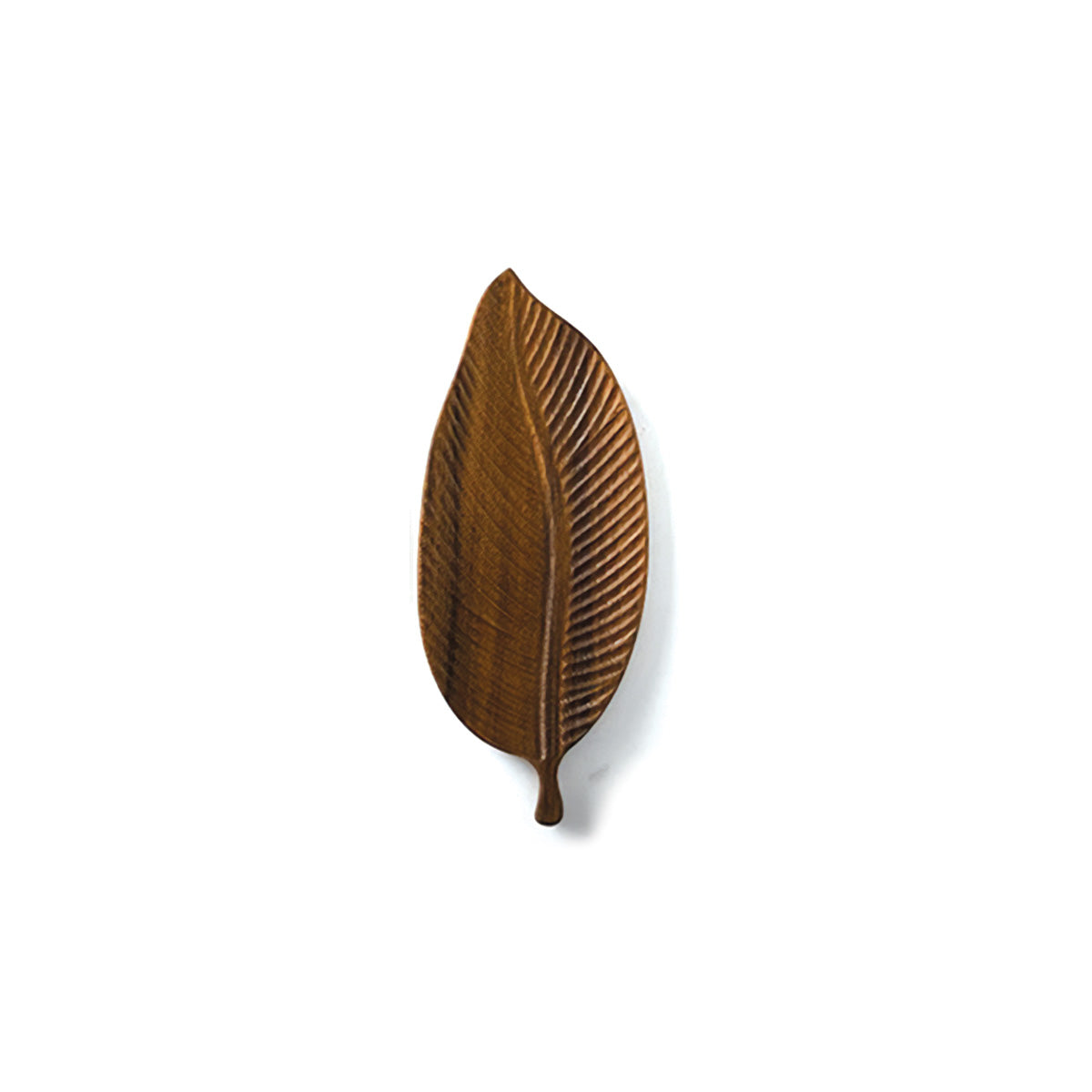 Plateau en Noyer Foncé avec Design de Feuille | Élégant Plateau de Service en Bois