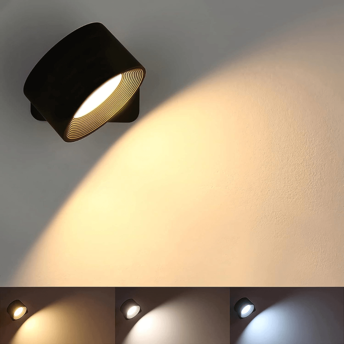 GlowFlex - Lampe Murale Rechargeable | Solution d'éclairage LED polyvalente à 360°
