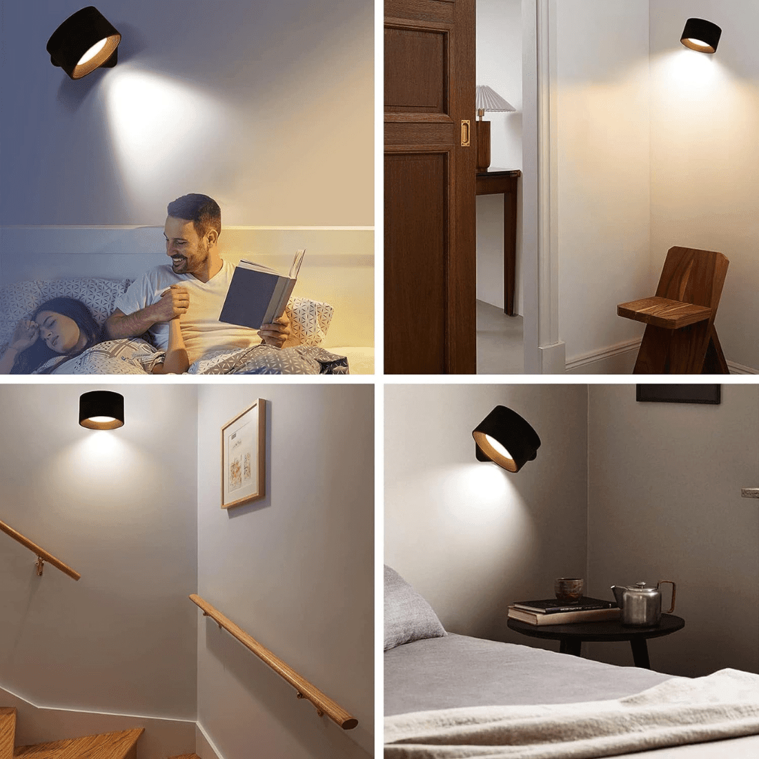 GlowFlex - Lampe Murale Rechargeable | Solution d'éclairage LED polyvalente à 360°