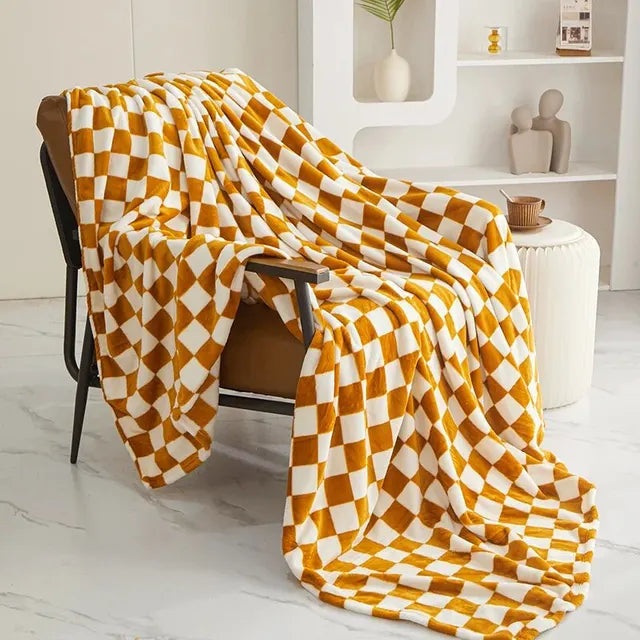 Plaid ClassiqueConfort - Couverture à Motif Damier Tendance