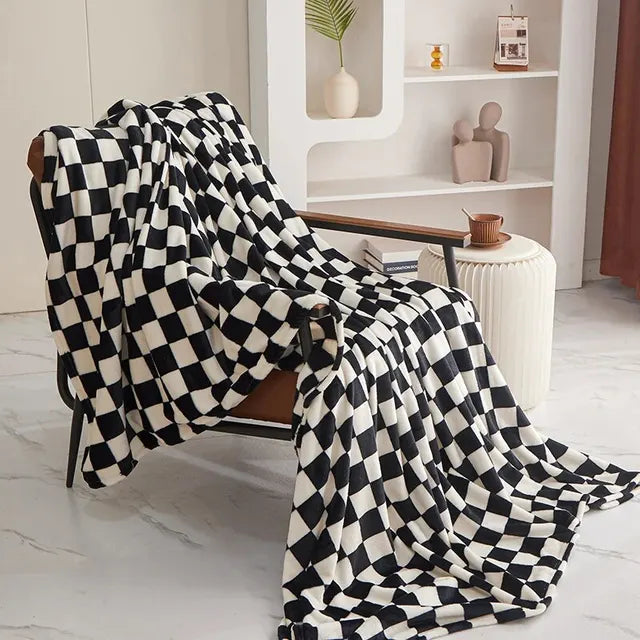Plaid ClassiqueConfort - Couverture à Motif Damier Tendance