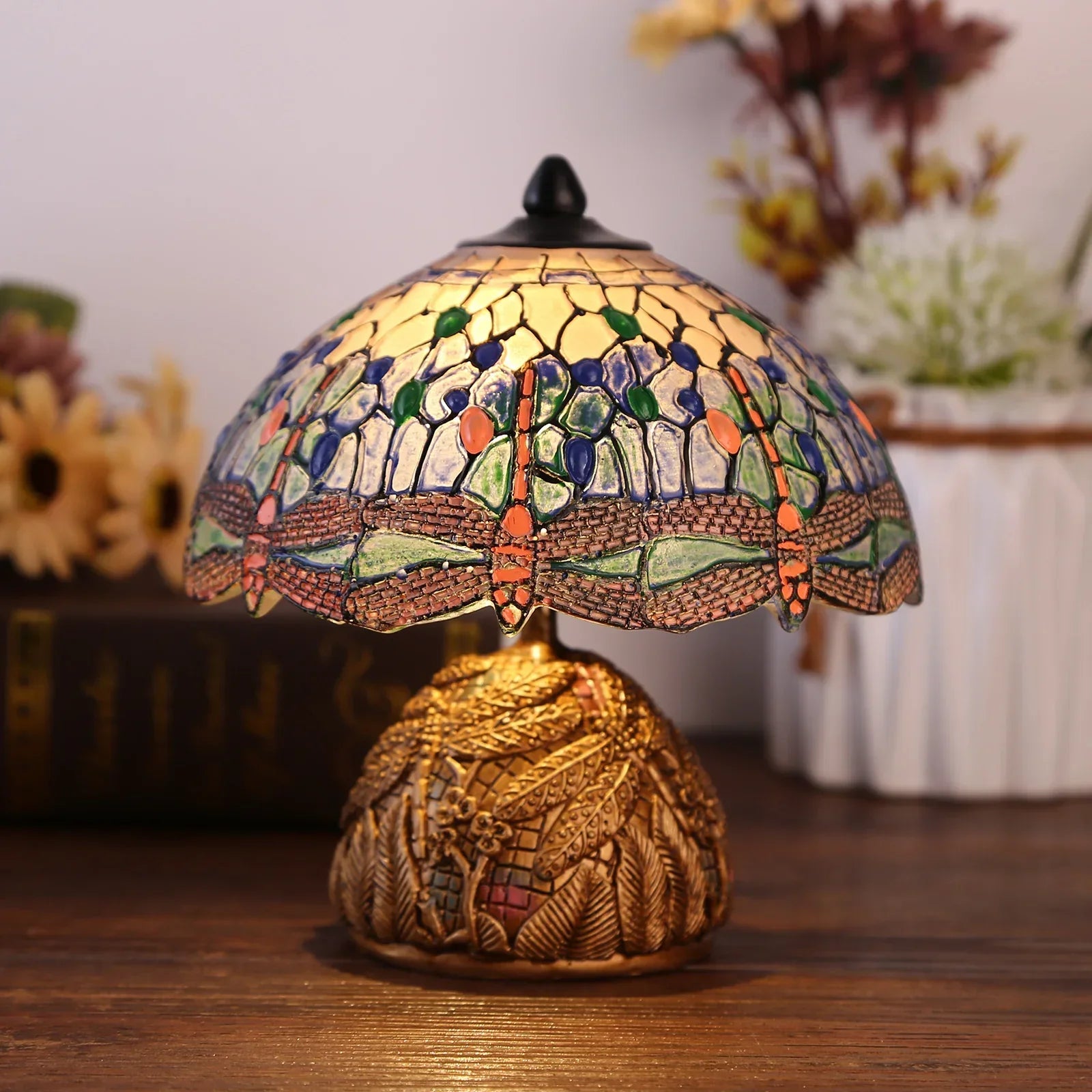 LuxeVintage - Lampe en verre teinté libellule