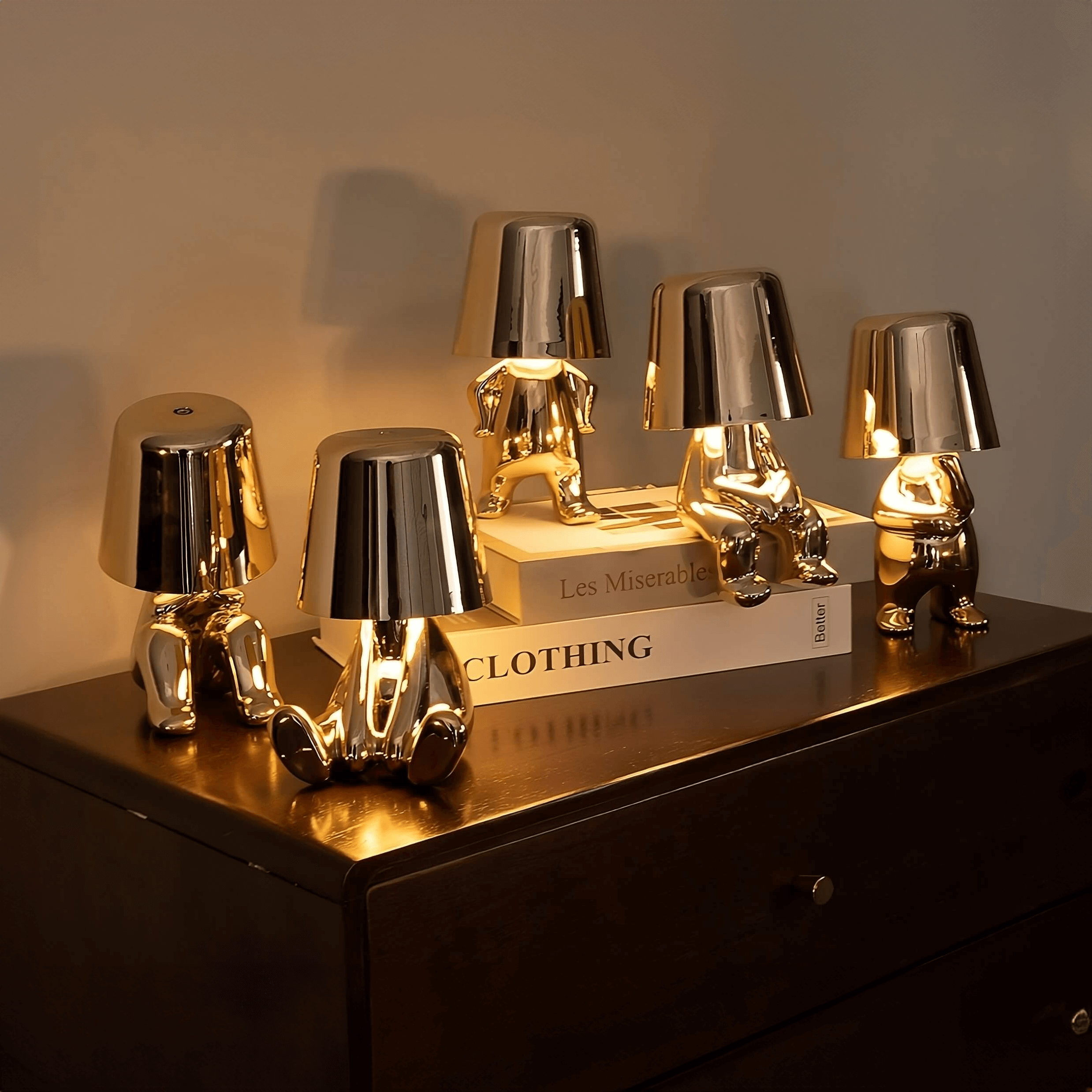 Lampes de table rechargeables USB dorées | Lampes en résine à intensité variable