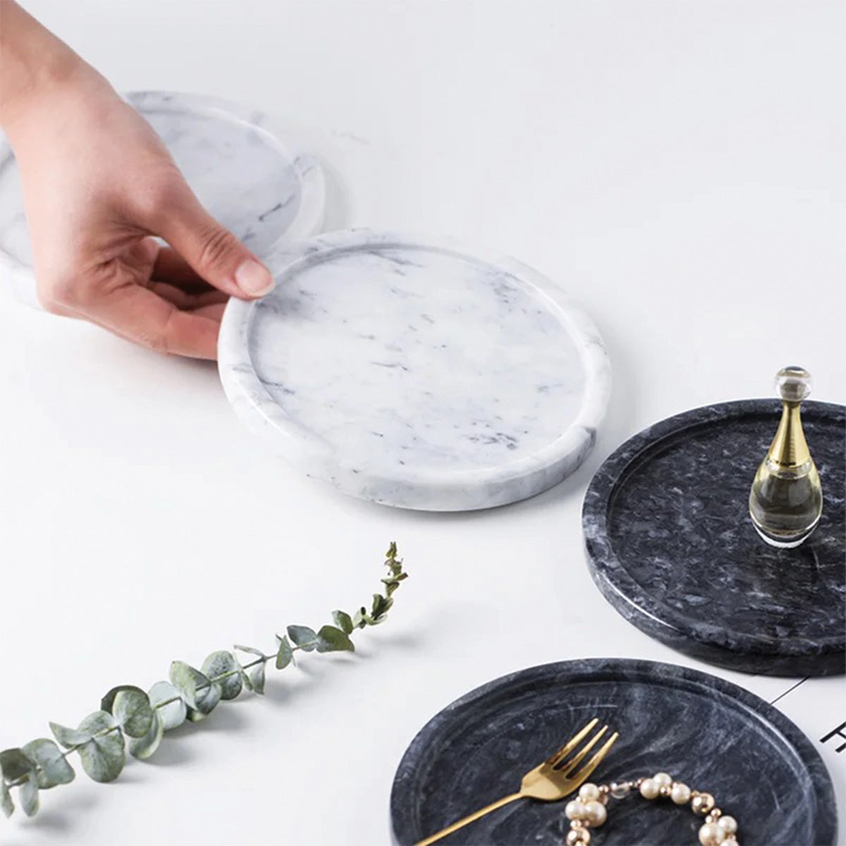 Plateau rond en marbre | Qualité premium pour des présentations de table sophistiquées