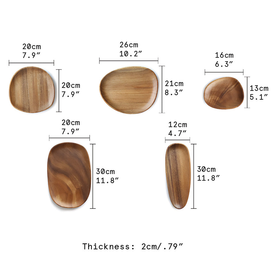 Ensemble de plateaux en noyer et acacia | Plateaux en bois élégants pour un service chic