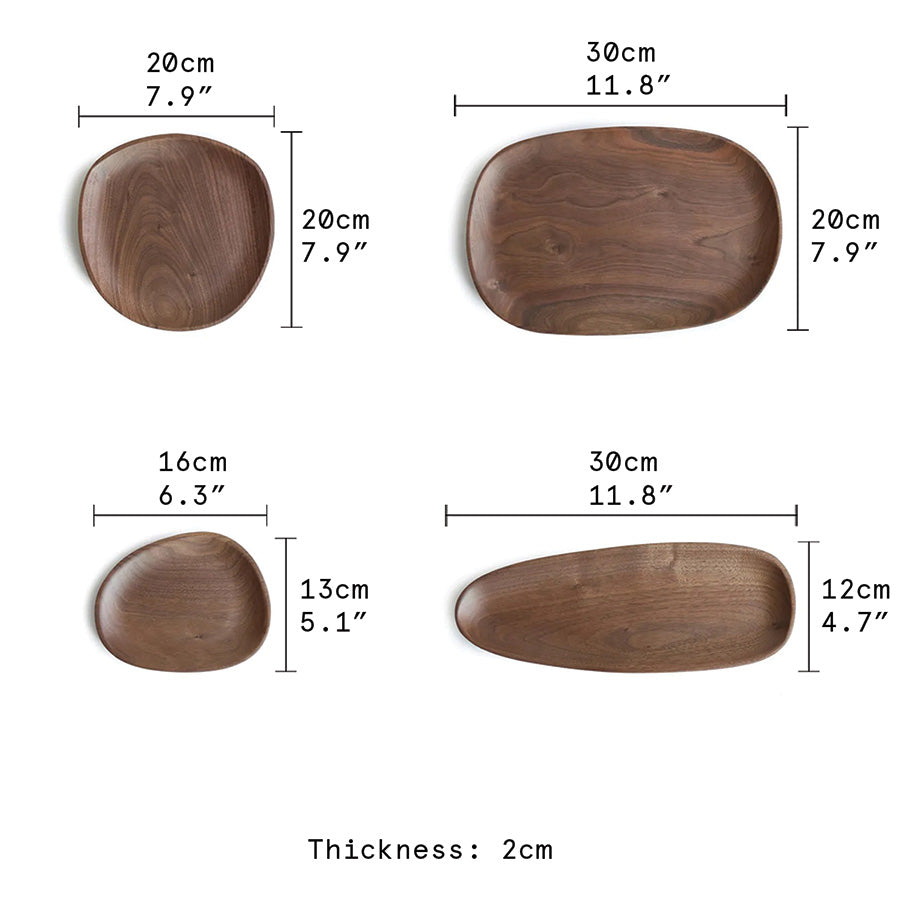 Ensemble de plateaux en noyer et acacia | Plateaux en bois élégants pour un service chic