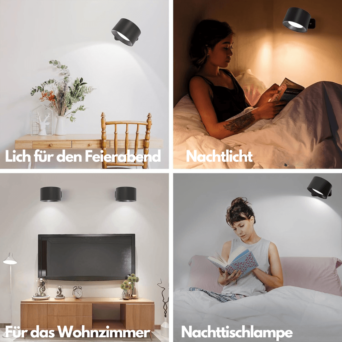 GlowFlex - Lampe Murale Rechargeable | Solution d'éclairage LED polyvalente à 360°