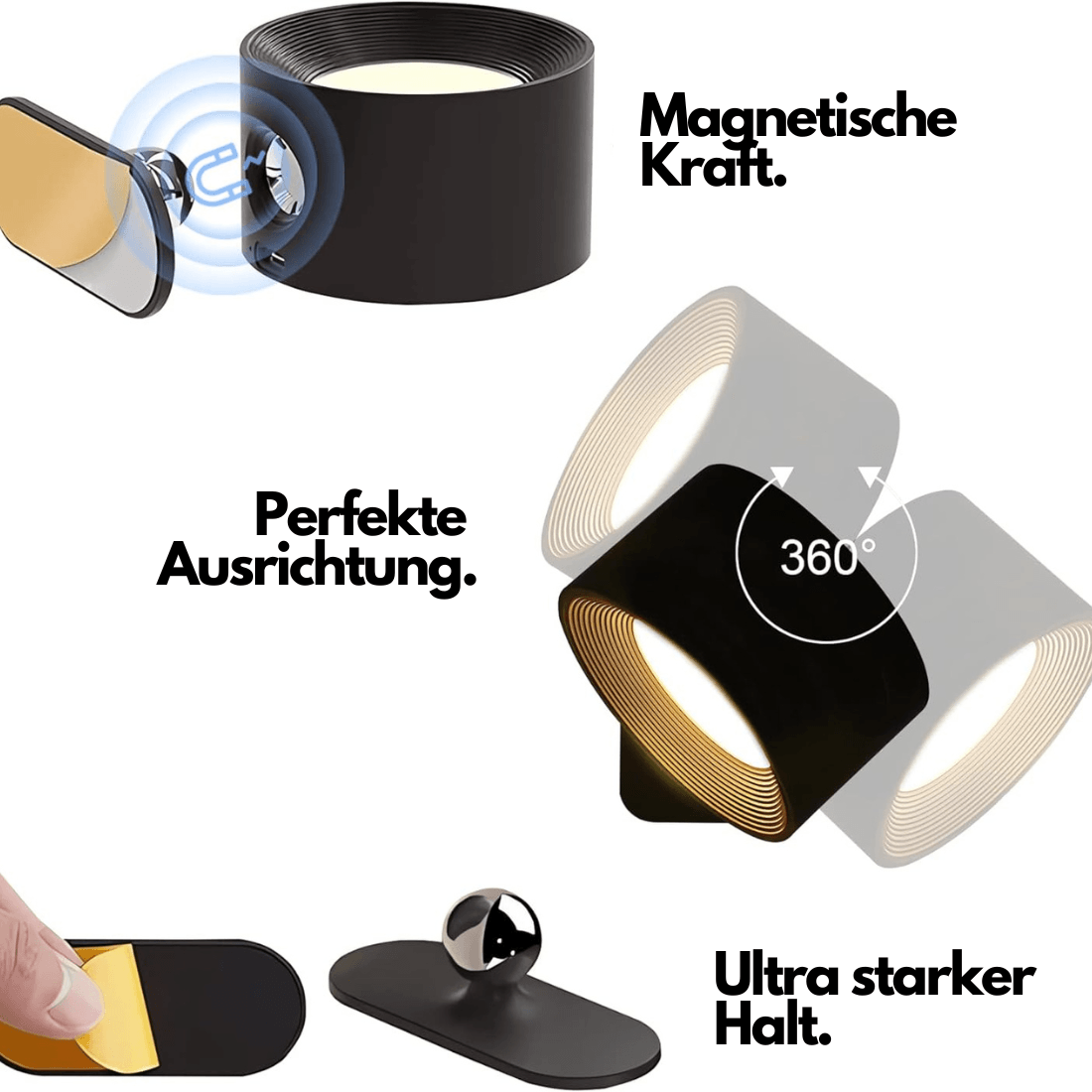 GlowFlex - Lampe Murale Rechargeable | Solution d'éclairage LED polyvalente à 360°