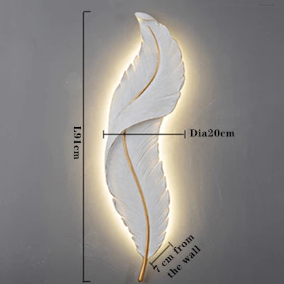 FederAura - Applique murale moderne blanche en plumes