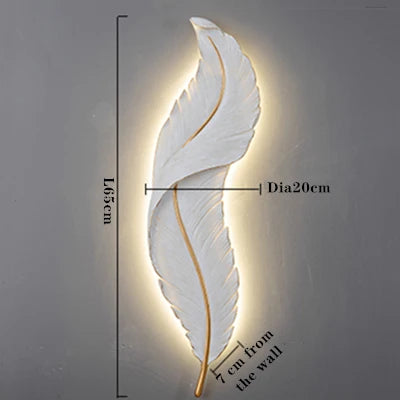 FederAura - Applique murale moderne blanche en plumes