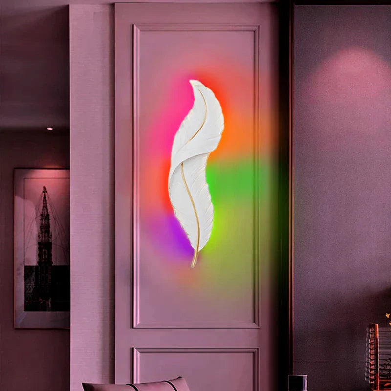 FederAura - Applique murale moderne blanche en plumes