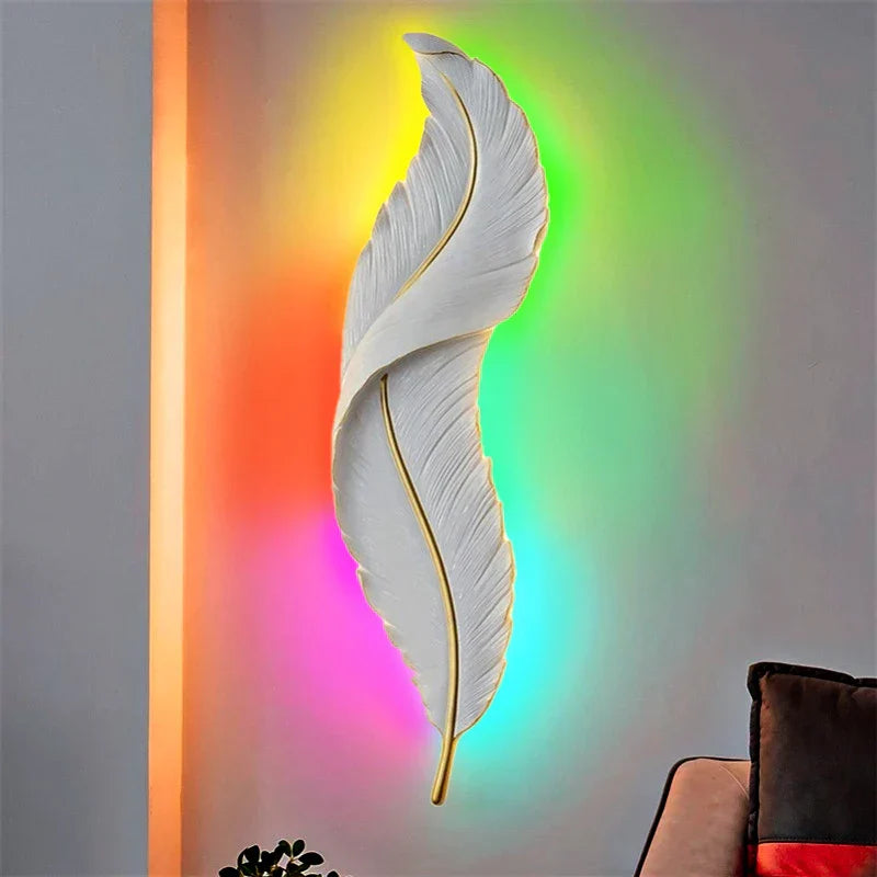 FederAura - Applique murale moderne blanche en plumes
