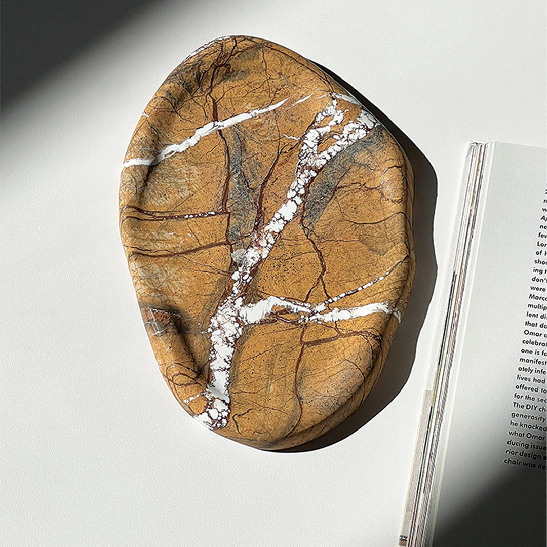 Plateau en Pierre Naturelle de Luxe | Accessoire de Cuisine et de Table en Marbre