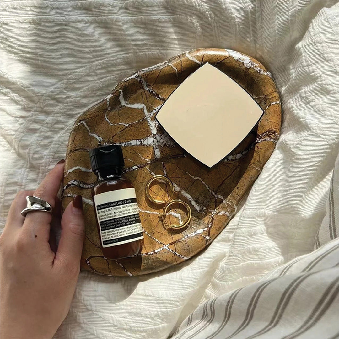 Plateau en Pierre Naturelle de Luxe | Accessoire de Cuisine et de Table en Marbre