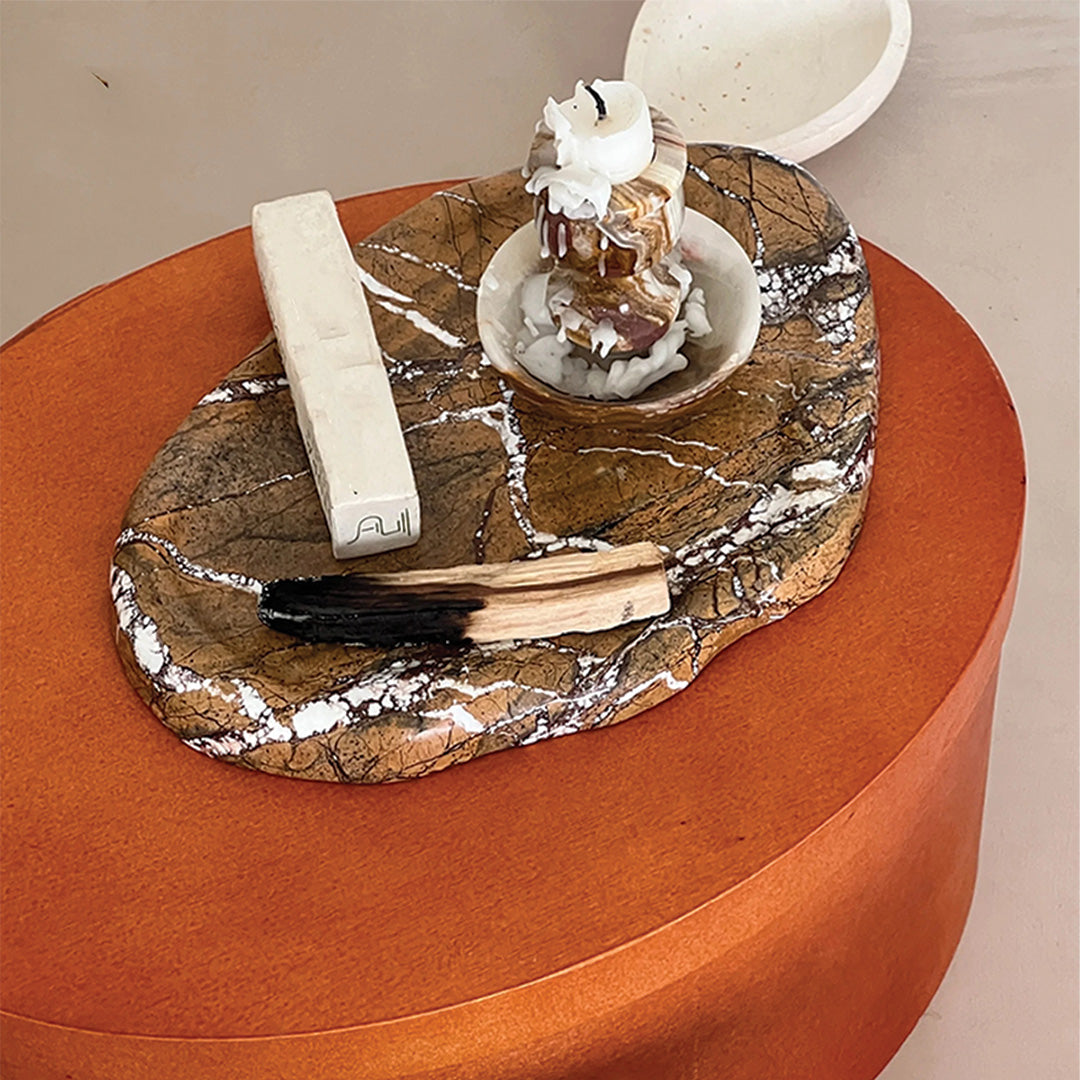 Plateau en Pierre Naturelle de Luxe | Accessoire de Cuisine et de Table en Marbre