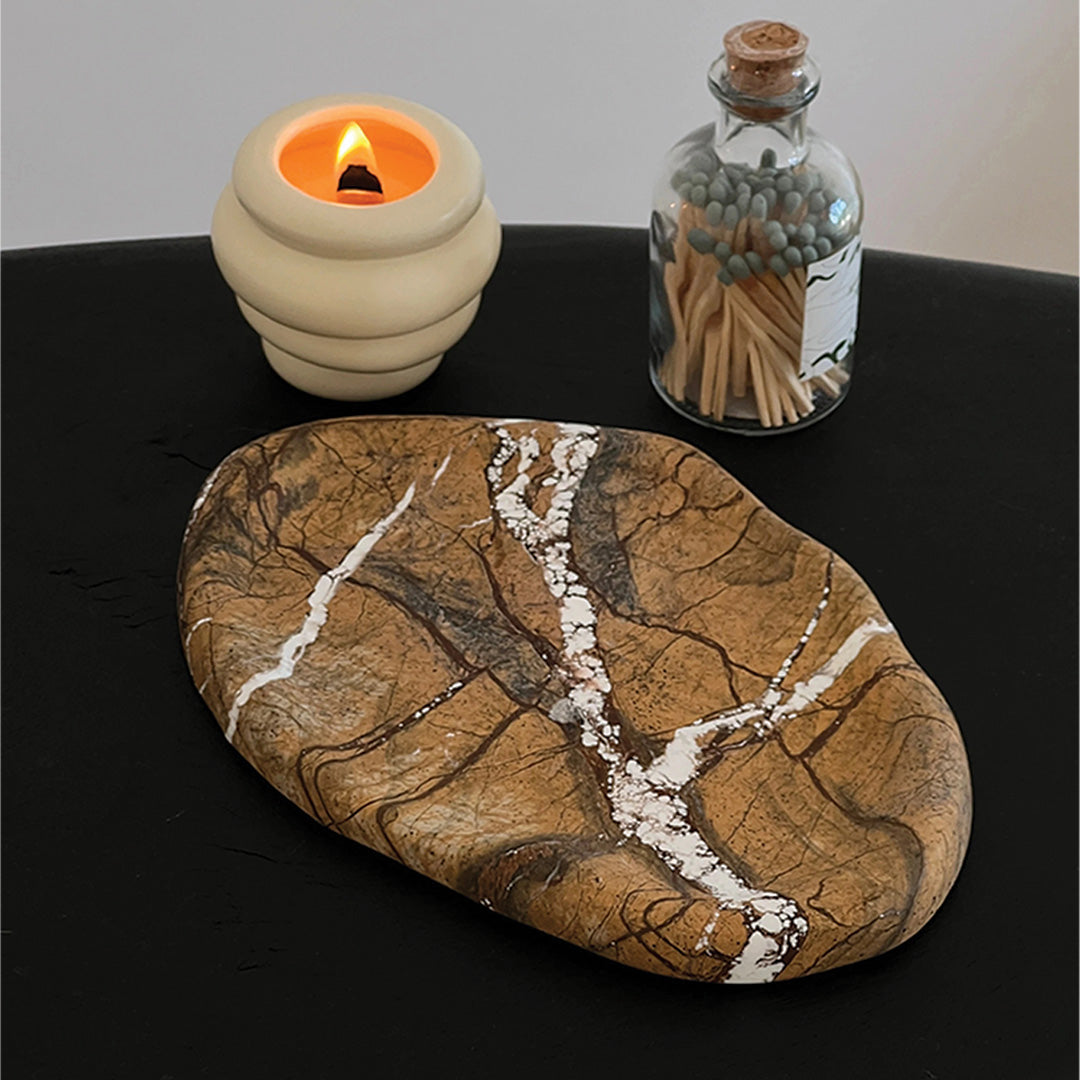 Plateau en Pierre Naturelle de Luxe | Accessoire de Cuisine et de Table en Marbre
