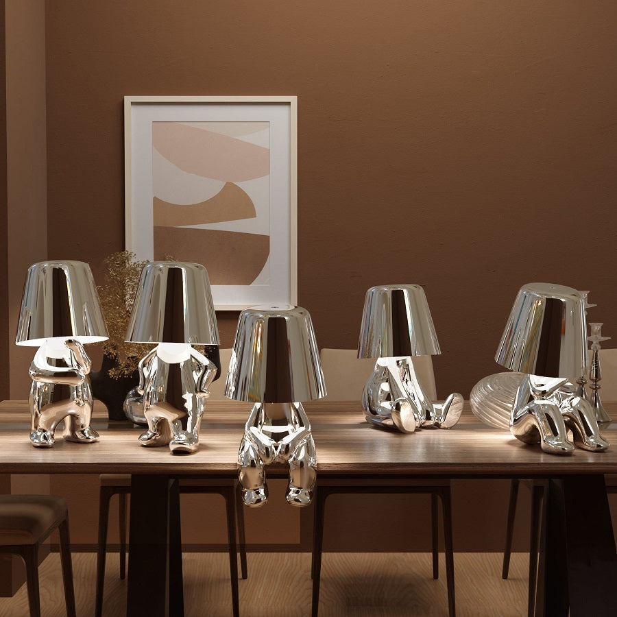 Lampes de table rechargeables USB dorées | Lampes en résine à intensité variable