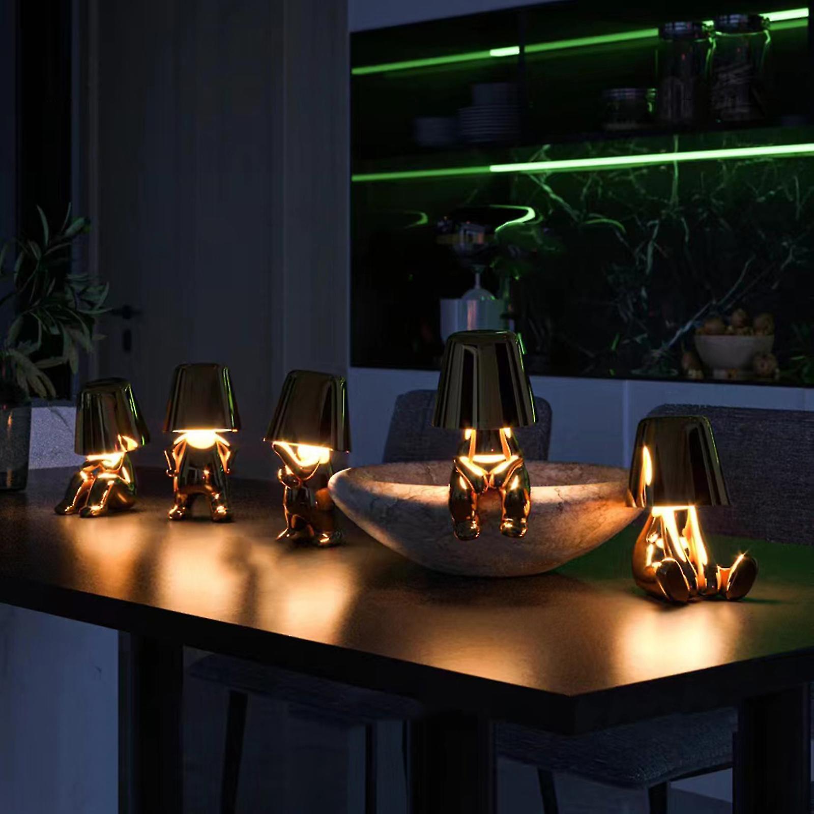 Lampes de table rechargeables USB dorées | Lampes en résine à intensité variable
