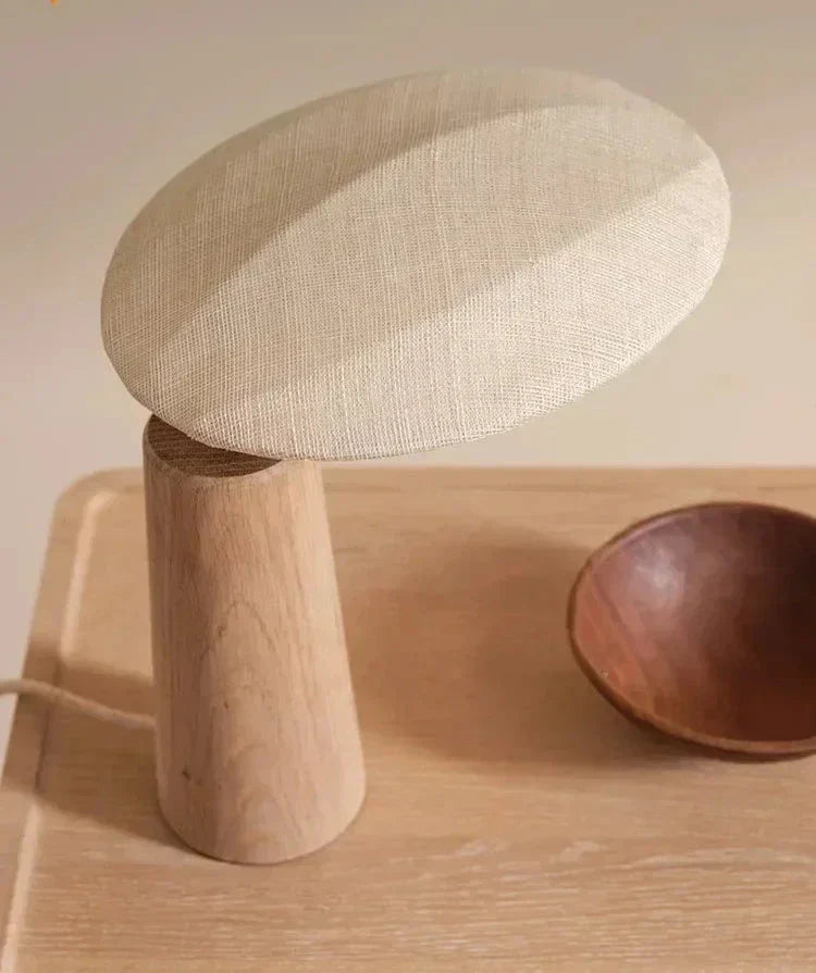 WabiGlow - Lampe de Table en Bois Vintage avec Éclairage LED Zen