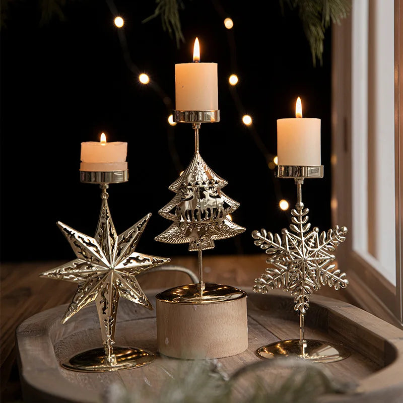 Glow - Support de bougie en forme d'étoile et d'arbre de Noël