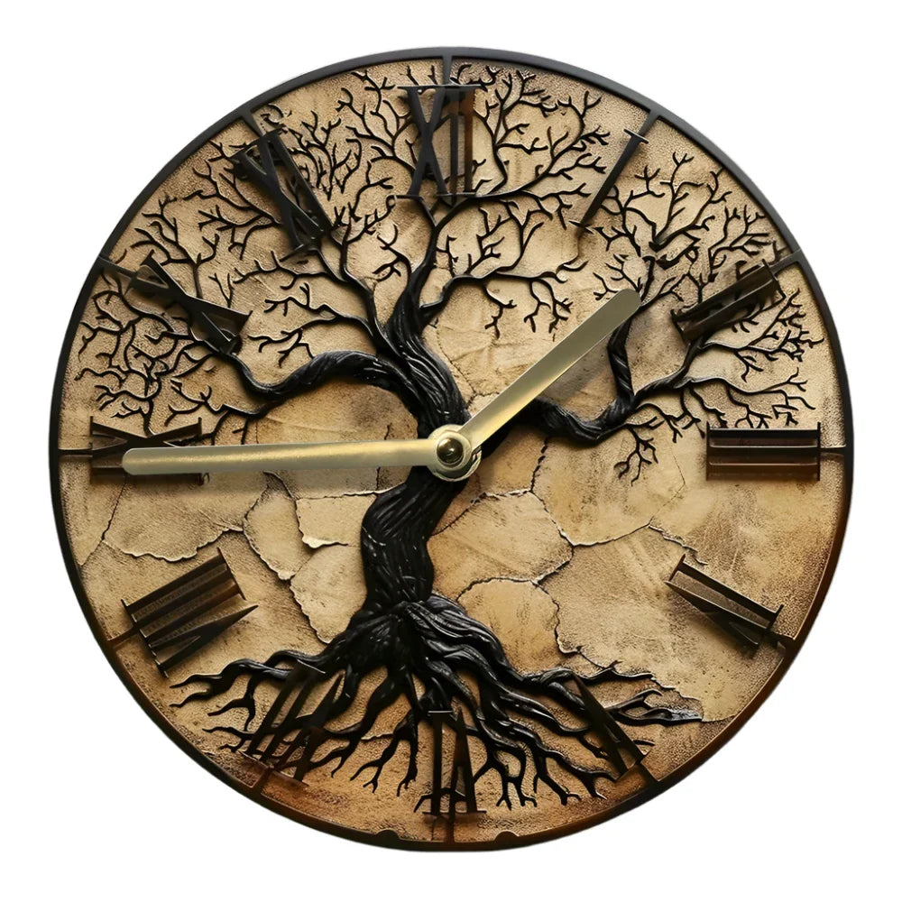 QuietRoots | Horloge Murale Élégante Arbre de Vie