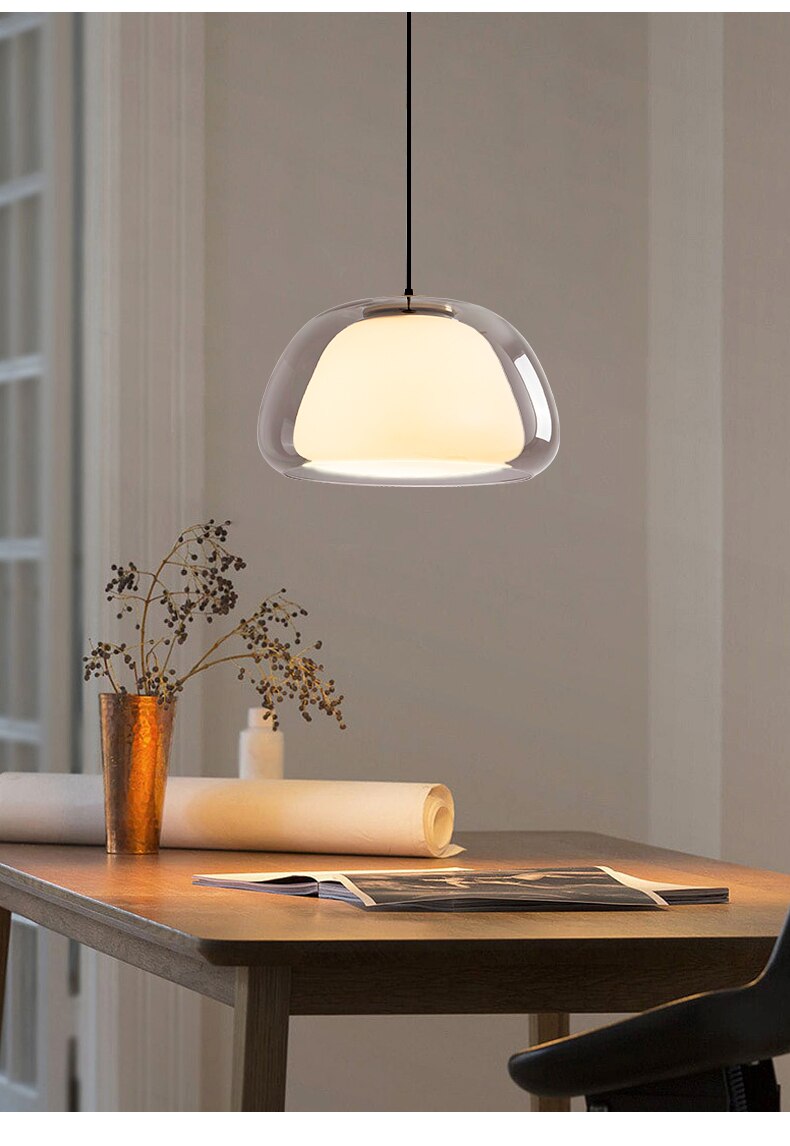Suspensions LED modernes | Éclairage à dôme en verre réglable