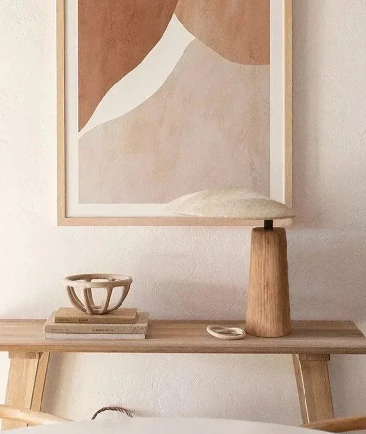 WabiGlow - Lampe de Table en Bois Vintage avec Éclairage LED Zen
