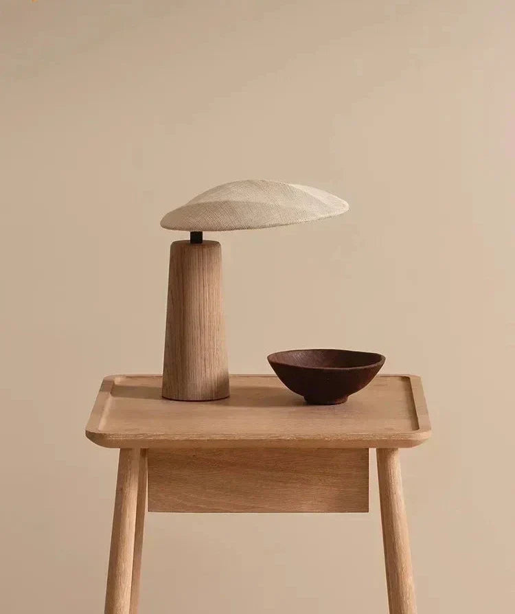 WabiGlow - Lampe de Table en Bois Vintage avec Éclairage LED Zen