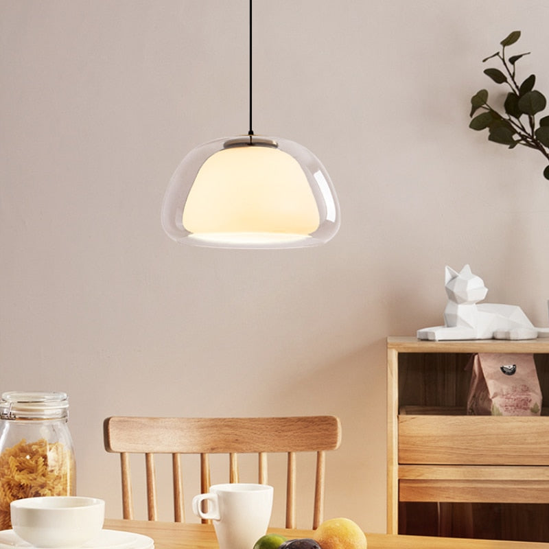 Suspensions LED modernes | Éclairage à dôme en verre réglable