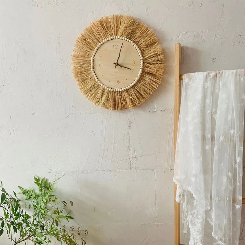 WheatWhirl - Horloge murale en paille