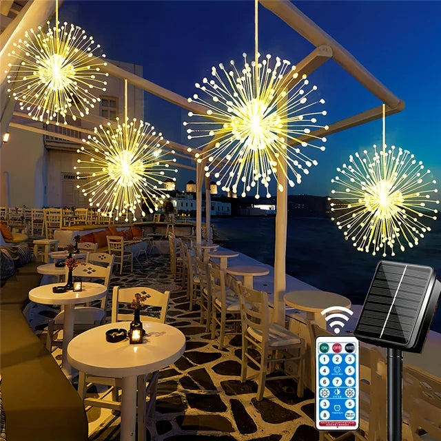 Nébulaglow - Lampe solaire suspendue en forme de feu d'artifice