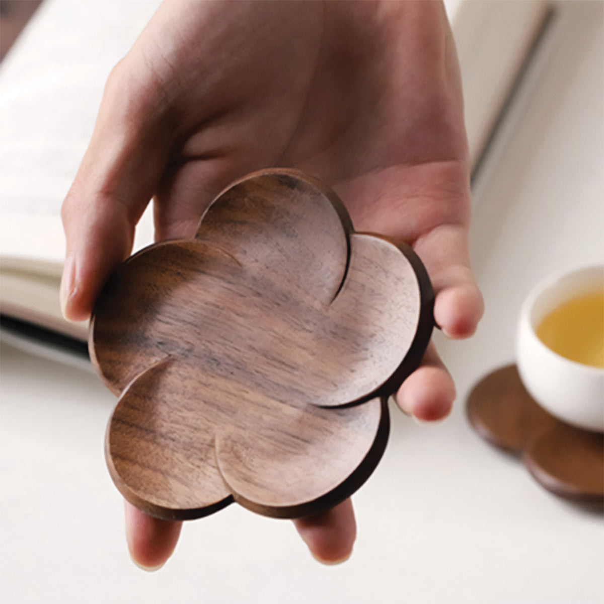 Ensemble de sous-verres en noyer | Sous-verres en noyer élégants pour tables stylées