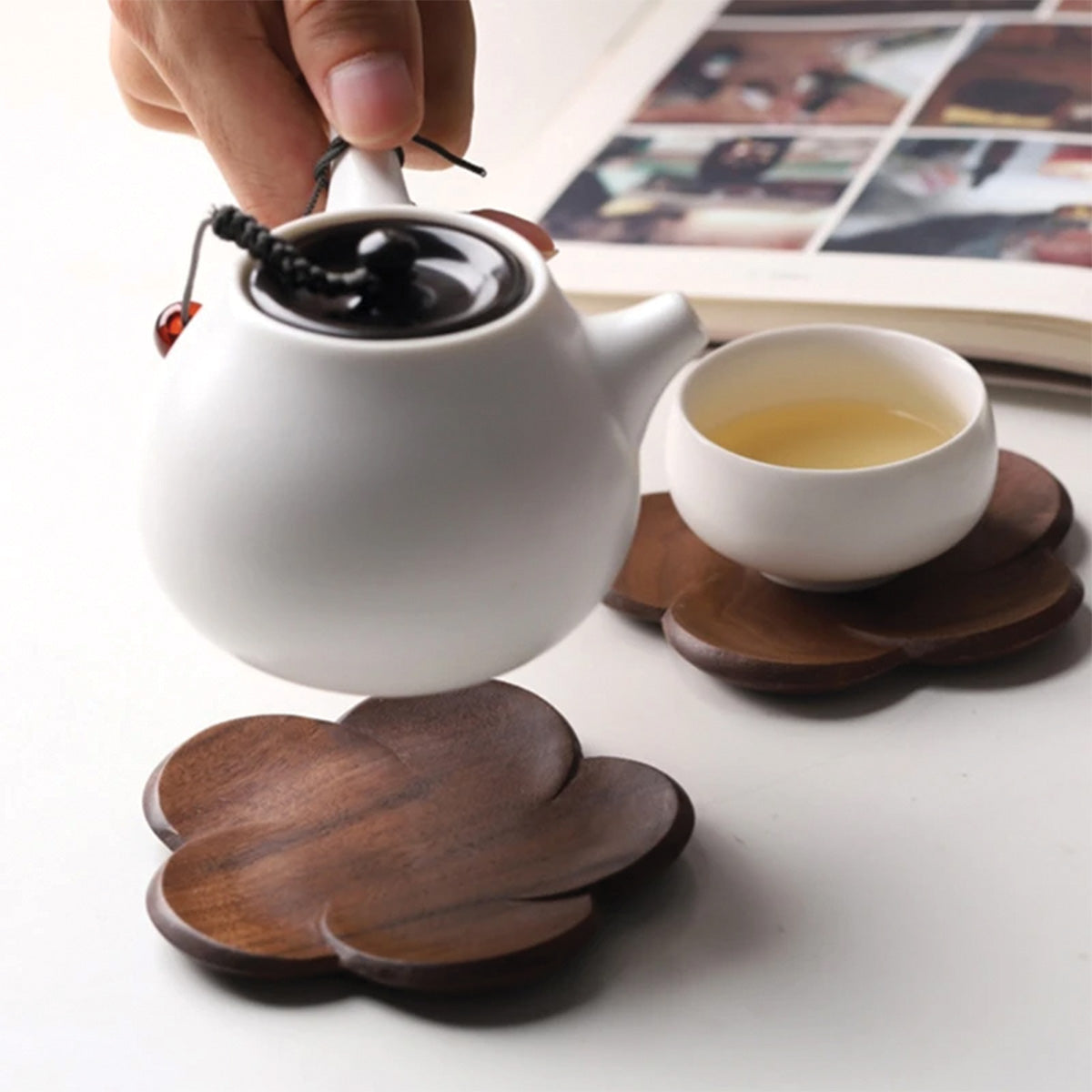 Ensemble de sous-verres en noyer | Sous-verres en noyer élégants pour tables stylées