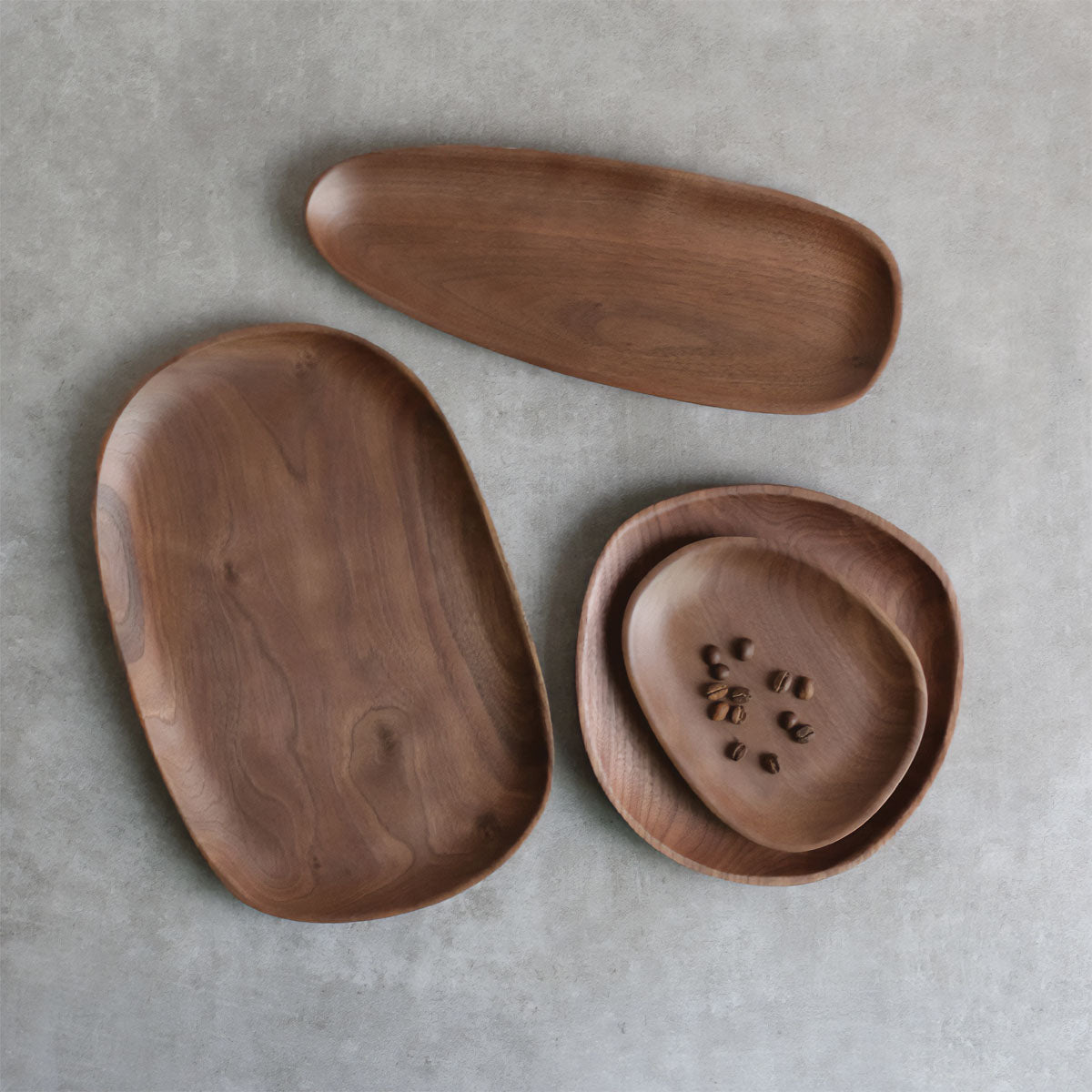 Ensemble de plateaux en noyer et acacia | Plateaux en bois élégants pour un service chic