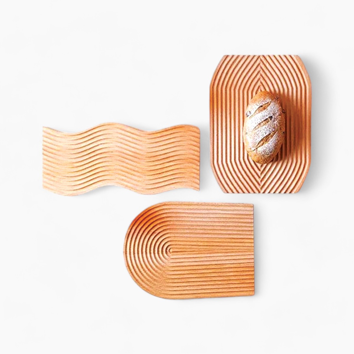 Plateau en Bois Ondulé | Élégant Plateau en Bois Naturel, Accessoire de Maison Stylé