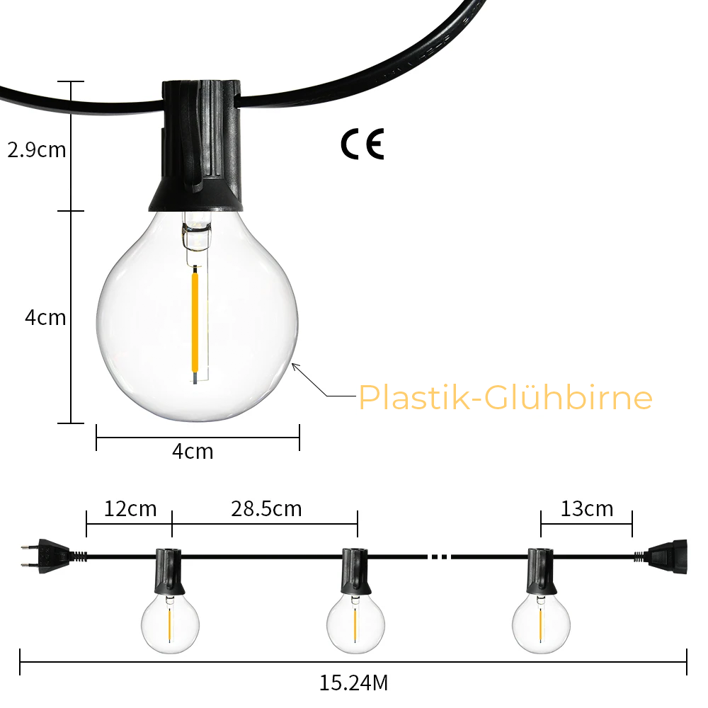Guirlande lumineuse LED étanche | Blanc chaud et réglable en luminosité