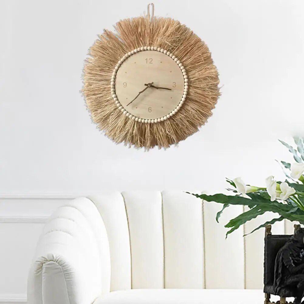 WheatWhirl - Horloge murale en paille