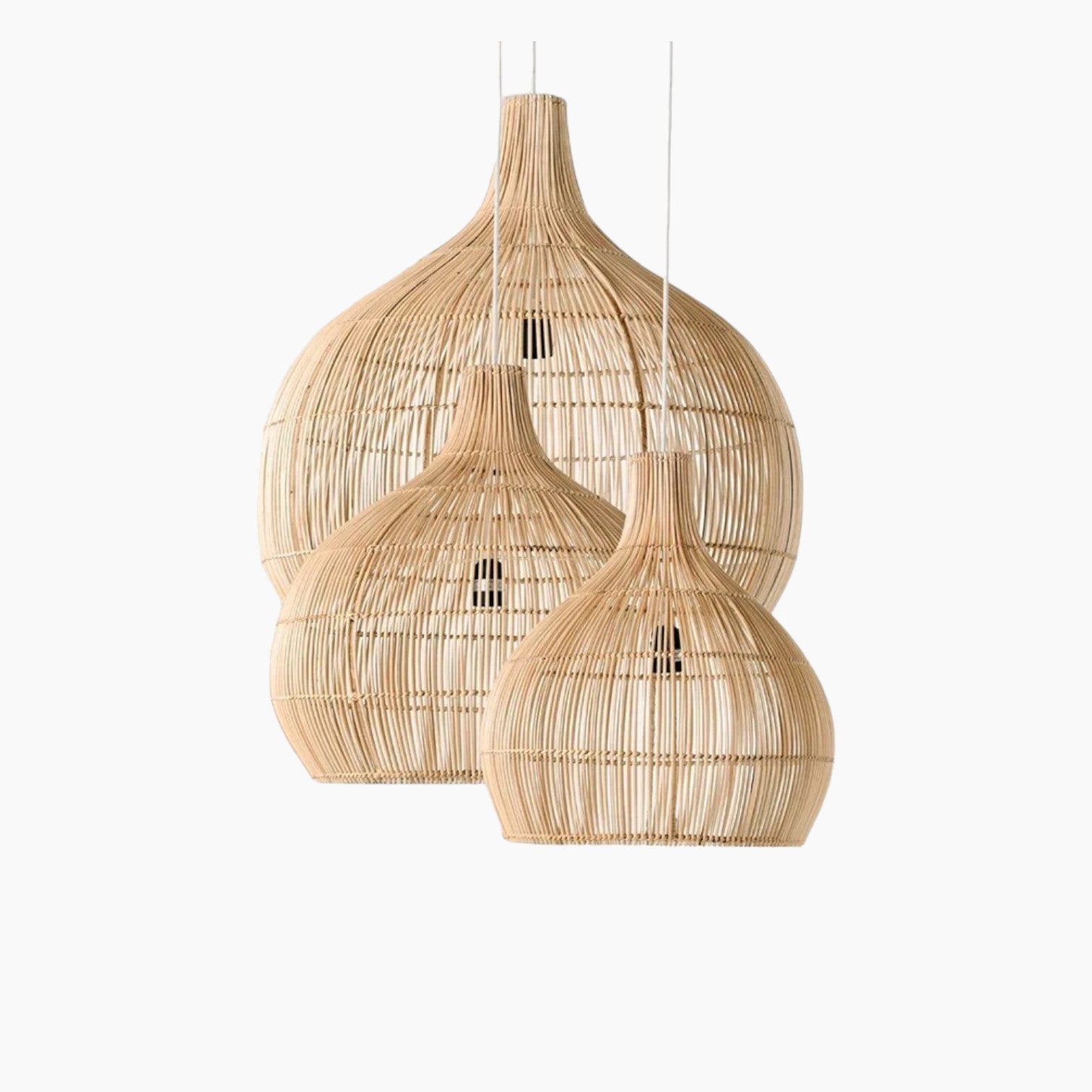 Luminaires suspendus en rotin noués à la main | Éclairage intérieur/extérieur élégant
