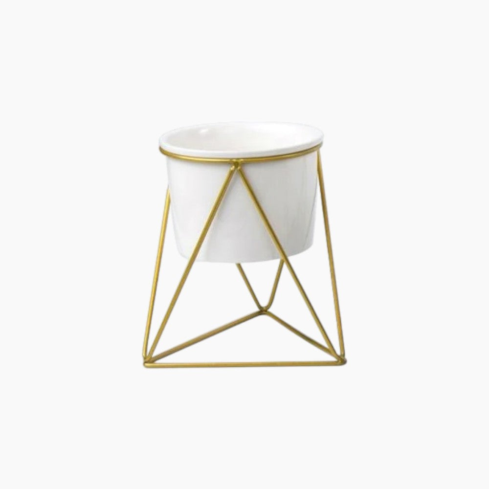 Pot en céramique avec support en fer | Jardinière moderne pour plantes aériennes et succulentes