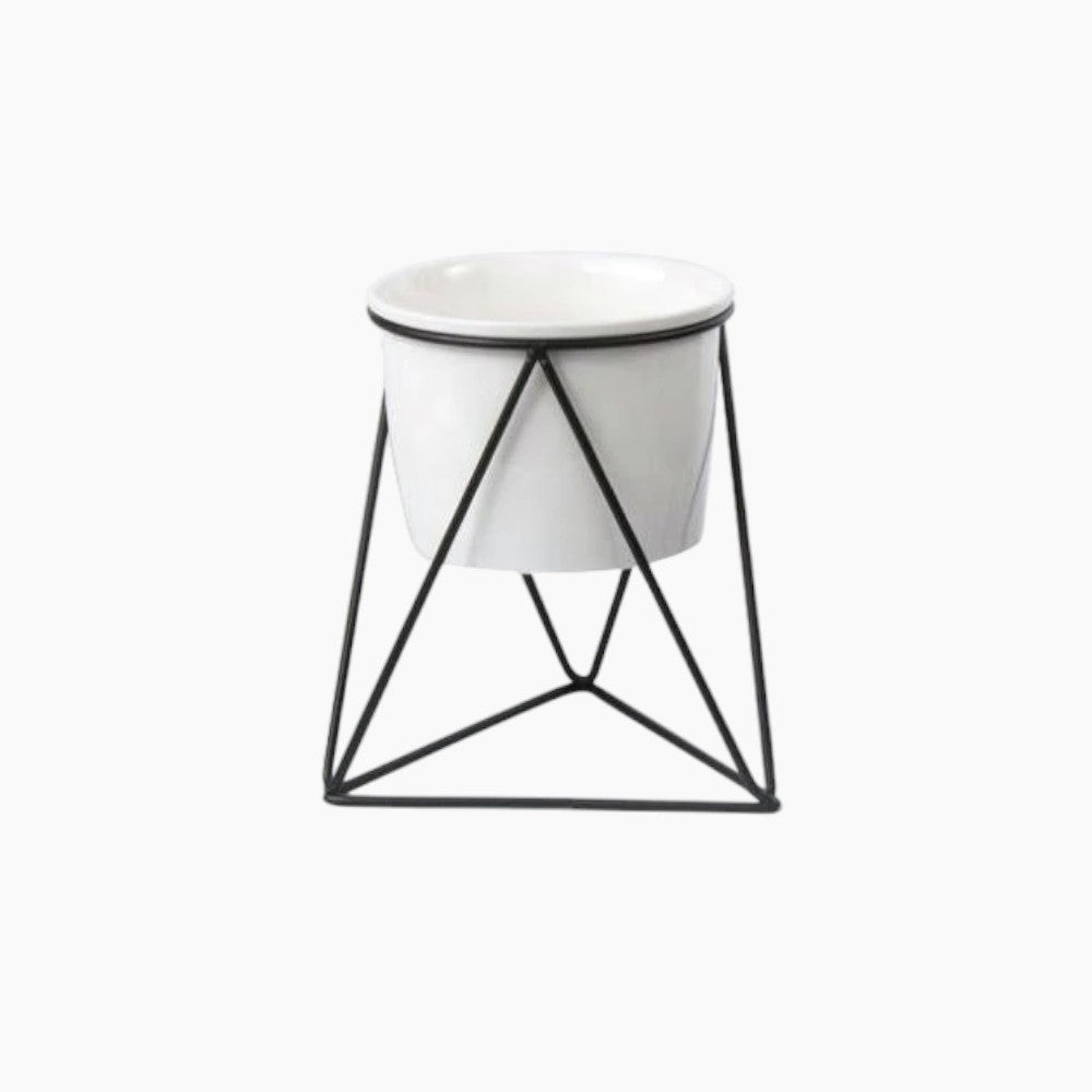 Pot en céramique avec support en fer | Jardinière moderne pour plantes aériennes et succulentes